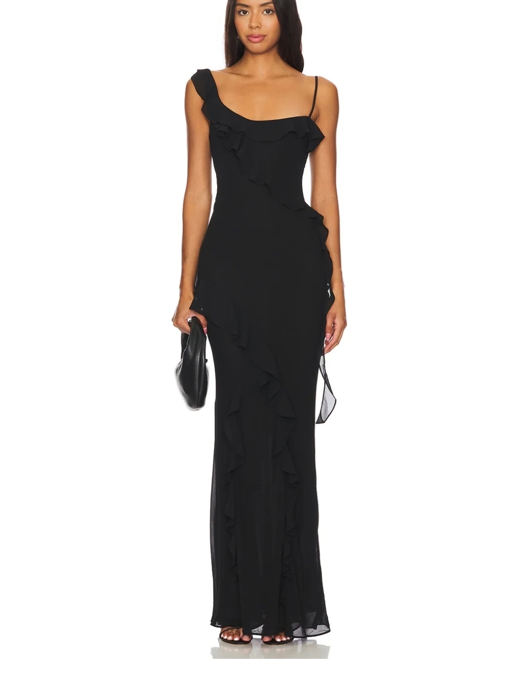 MAJORELLE Teagan  One-Shoulder Ruffle Evening Gown